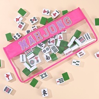 Bolso de Mahjong con Letras Bordadas, de Policloruro de Vinilo, Gran Capacidad, Multicolor, Impermeable, Portátil