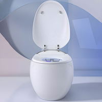WC intelligent électrique multifonctionnel à chasse automatique, à siphon en S, télécommandé, de forme ronde pour salle de bain