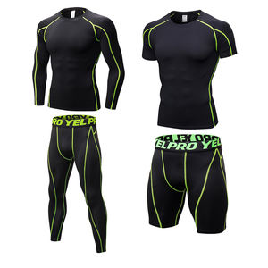 Groothandel op maat gemaakte logo compressie zwarte shorts broek lange mouw <span class=keywords><strong>T</strong></span>-<span class=keywords><strong>shirt</strong></span> polyester sneldrogend ademend slim fit fitness gym top - Product Image 2