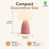 Lampe de table en céramique rechargeable en forme de champignon, USB-C, 3 températures de couleur, tactile, à intensité variable, sans fil, pour la décoration intérieure et la vente au détail