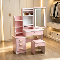 Table de toilette moderne haut de gamme avec rangements multi-niveaux et miroir LED pour la maison et l'hôtel – Achat en gros