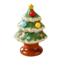 Support et ensemble de fourchettes à fruits en céramique, motif dessin animé sapin de Noël, style frais et mignon, style Dopamine, pour la maison