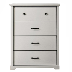 Elettra 3-Piece White Bedroom Set 57 In 6-Drawer Dresser 32 In 4-Drawer <b>Chest</b> 22 In Nightstand With Usb Ports Black - Product Image 4