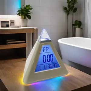 Smart Color-Changing LED Alarm Clock Electronic Indoor Temperature Humidity Display Desktop Living Outdoor Office Bathroom Use