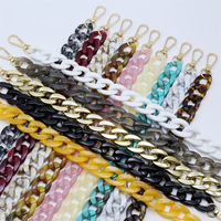RW Chunky Tortoiseshell Acrylique Chaîne à maillons pour sacs à main Téléphone portable Charme Collier Sangle Résine Plastique Sac Chaîne Accessoires
