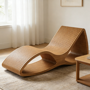 Fauteuil lounge moderne et élégant ML-CS06, fauteuil individuel, construction en bois massif, mobilier design pour salon, bureau à domicile - Product Image 2