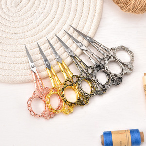 Retro Scissors Stainless Steel Straight Head Multiple Colors For Embroidery Sewing Craft Use - Product Image 1
