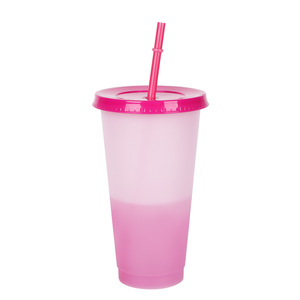 Vaso Mágico de Plástico de Colores sin BPA Personalizado de 16 y 24 Oz que Cambia de Color con Agua Fría Reutilizable con Tapa y Pajita para Café - Product Image 2