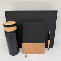 Ensemble cadeau de carnet de notes d'affaires de luxe personnalisé A5 avec couverture en bambou et en cuir PU pour la remise des diplômes ou Noël