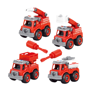 Set di Camion dei Pompieri Giocattolo Economico in Plastica Rossa Modello da Assemblare Articoli Cartoon per Bambini Giocattoli Educativi Precoci - Product Image 1