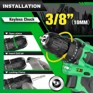 12V Cordless Drill Set With Screwdriver <b>Power</b> Tools Accessories Variable Speed <b>Brush</b> Motor for DIY OEM Customizable CD-12HP 12V - Product Image 2