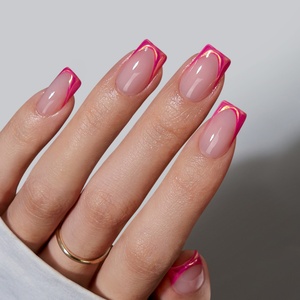 Juego de Uñas Postizas Cortas Cuadradas 3D de Lujo Reutilizables, Uñas de Gel Suave de Alta Calidad al por Mayor, Puntas Francesas Personalizadas, Uñas a Presión - Product Image 2