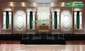 เวทีงานแต่งงานธีมราชวัตตาพร้อมวิหาร  งานแต่งงานแบบดั้งเดิมของอินเดีย  เวทีวิหารงานแต่งงานสุดอลังการ  จัดงานแต่งงานสุดหรูด้วยเวทีไฟเบอร์สีทอง - Product Image 2