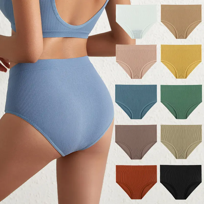 Bragas de tela de nailon de alta calidad para mujer, ropa interior lisa y cómoda personalizada sin costuras para mujer, Brasil, venta al por mayor