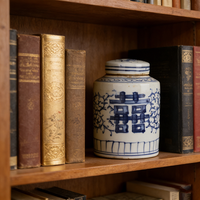 Vase en porcelaine bleu et blanc chinois ancien, double bonheur, peint à la main