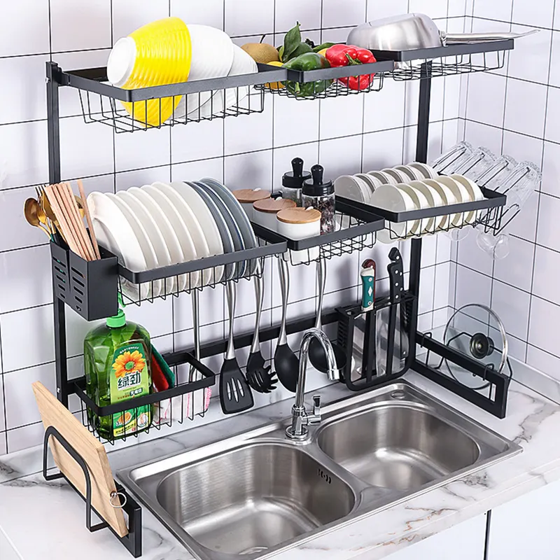 Küche Verwenden Sie verstellbare Dish Drain Rack Halter Stauraum Sparer Regal Ofen halter Geschirr Drainer Organizer