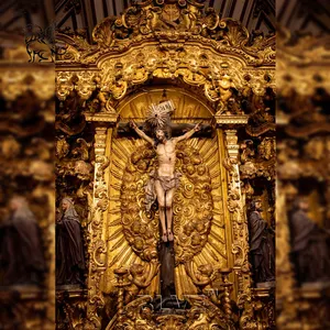 BLVE Grande Sculpture Intérieur En Métal Taille Réelle Célèbre Statues Orthodoxes Catholique Religieux Jésus Croix Bronze Statue