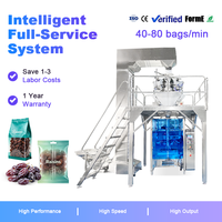 Machine d'emballage multifonctionnelle entièrement automatique VFFS pour sachets de nourriture, noix, raisins, amandes, avec pesage et scellage