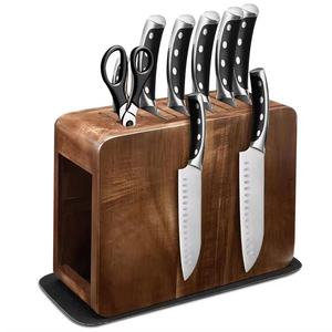 Porte-couteaux magnétique en bois massif, support de rangement de bureau pour 7 couteaux, bloc de cuisine - Product Image 1