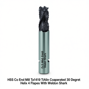 ดอกกัด HSS Co End Mill รุ่น TA1419 เคลือบ TiAlN แบบ 30 องศา เฮลิกซ์ 4 ฟลุต สำหรับงานกัดหยาบ พร้อมก้านเชื่อมแบบ Weldon - Product Image 2