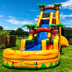 Tobogán Acuático Inflable de Grado Comercial con Piscina Extendida y Decoración de Palmeras para <span class=keywords><strong>Alquiler</strong></span> en Parques de Diversiones Locales - Product Image 1