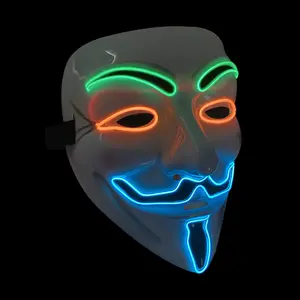 Лидер продаж 2022, маска на Хэллоуин, светодиодная светящаяся маска, черная маска с V-образным вырезом и кровавым ужасом, светодиодная маска-Вендетта для лица, маски для ограбления денег