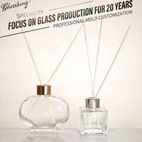 Bouteilles diffuseurs en verre carrées courtes personnalisées en usine, de 50 ml à 300 ml, récipients d'aromathérapie, logo et couleur personnalisables