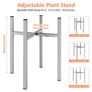 工場価格調整可能グレイアイアン製プラントスタンド、金属製鉢植えホルダー、プランタースタンド、ディスプレイフラワースタンド、屋内外兼用 - Product Image 2