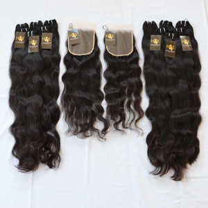 Paquets de cheveux bruts vietnamiens avec fermetures Paquets de cheveux humains du Temple indien avec fermeture frontale avec des paquets de cheveux vierges bruts - Product Image 1