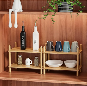 Organizer da Scrivania Espandibile in Bambù, Ripiano <span class=keywords><strong>per</strong></span> Armadio da <span class=keywords><strong>Cucina</strong></span>, Scaffale <span class=keywords><strong>per</strong></span> Casa, Ufficio, Bagno, Regalo di Inaugurazione Casa - Product Image 2