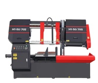 Scie à ruban oblique semi-CNC H1-50/70S, norme CE, pour la découpe de métaux, machine à scier à ruban à engrenages