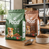 Sacs d'emballage pour aliments pour chiens en plastique mat à fond plat avec fermeture éclair, logo imprimé personnalisé, thermoscellables, refermables, sachets autoportants pour aliments pour animaux de compagnie