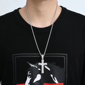 <b>Cross</b> pendant, hip hop jewelry, copper zircon vintage, Baotou <b>cross</b> necklace. - Product Image 4