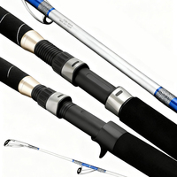 Canne à pêche spinning/casting pour bateau, 2 sections, en carbone bleu et blanc, 1,65m, 1,8m, 1,98m, 2,1m, pour la pêche en bateau en eau peu profonde, pour thon et kingfish