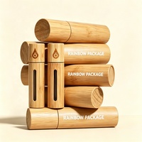 Bouteilles de parfum en verre et bambou écologiques avec bille roll-on, gravure personnalisée du logo, capacité 3ml/5ml/10ml