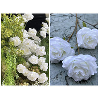 Nouvelles fleurs artificielles vertes style sauvage pour mariage avec herbe d'asperge, fleurs artificielles blanches et vertes pour arche de mariage et allée centrale