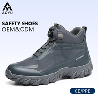 Chaussures de sécurité OEM unisexes à embout d'acier sans lacets, respirantes, style baskets, bottes de travail, chaussures de sport, d'hiver, en daim, toile et fourrure