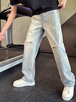 Jeans baggy personnalisés pour homme, style vintage streetwear, coupe droite, jeans décontractés en denim pour homme