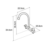 Robinet de cuisine en acier inoxydable noir mat de 8 pouces à montage sur plan, rotatif à 360 degrés, à 2 poignées et 2 trous