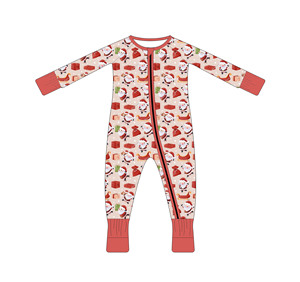 Vente en gros OEM ODM de pyjamas en bambou pour enfants vêtements pour nouveau-nés avec fermeture éclair bidirectionnelle <span class=keywords><strong>Pat</strong></span> <span class=keywords><strong>Pat</strong></span> Noël pour enfants vêtements pour bébés ensemble de vêtements pour bébés - Product Image 2