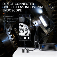 Caméra endoscopique 3 en 1, type C USB, 8 mm, 1440P, double objectif, étanche IP68, 8 LED, semi-rigide, câble de 2 m