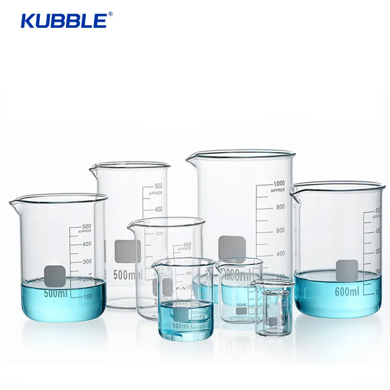 Vaso de vidrio Pyrex de borosilicato, 5ml-10000ml, de baja forma, de alta resistencia, con graduación y boquilla