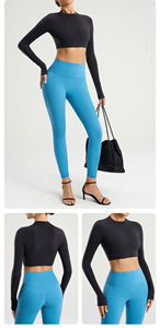Vêtements <span class=keywords><strong>de</strong></span> yoga femmes vente à capuche vêtements <span class=keywords><strong>de</strong></span> yoga haut à manches longues mince sport couverture séchage rapide longue vêtements <span class=keywords><strong>de</strong></span> fitness ensemble <span class=keywords><strong>de</strong></span> vêtements <span class=keywords><strong>de</strong></span> yoga - Product Image 4