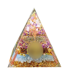 Pyramide en résine époxy avec cristaux de pierres, 8 cm, décoration d'aquarium, ornement de bureau, cadeau pour la décoration de la maison - Product Image 4