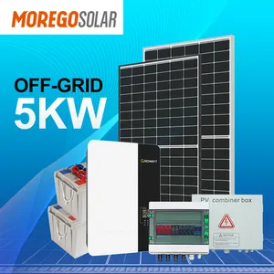 Moregosolarソーラーシステムバッテリー5kwオフグリッドソーラーシステム5KW 3KW 2KW 1KW GELソーラーバッテリー充電器12v