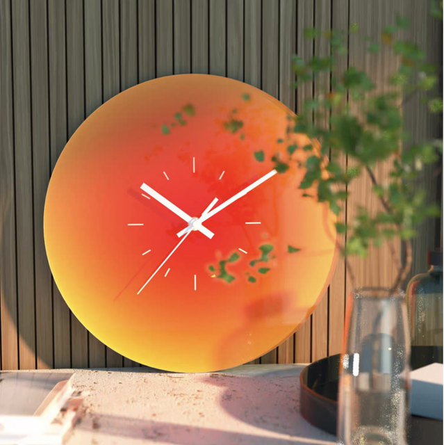2025 Nordic Sunset Glass Quartz Wall Clock Solar Powered LUMINOVA Silent Digital Design Modern Dopamine Color Style Living Room