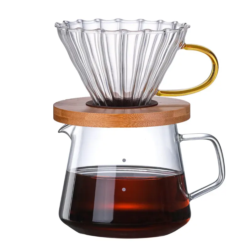 Kahve Percolators damlatıcı seti ile ısıya dayanıklı cam kahve demliği 600ml el damla paylaşımı Pot