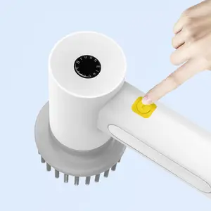 Elektrikli temizleme fırçası taşınabilir el fırçalayın banyo karo zemin küvet için 4 değiştirilebilir kafaları ile