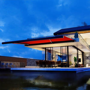 Auvents d'extérieur en aluminium avec télécommande en tissu acrylique, stores motorisés, auvent rétractable à cassette complète, auvent en acier - Product Image 2