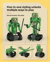 Robot programmable 5 en 1, blocs de construction, jouet éducatif STEM, puzzle, télécommande, alimenté par batterie, pour les enfants de 10 à 14 ans, unisexe